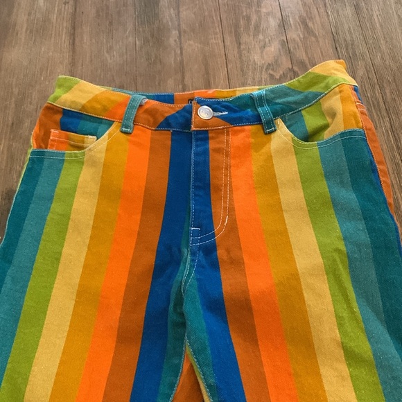 Current Mood Striped Denim Ankle Pants Jeans Flare - Picture 6 of 9
